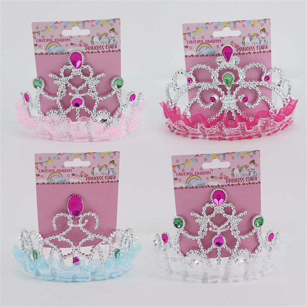 Princess Tiara with Fur Trim Silver Crown Party Dress Up – 1pc