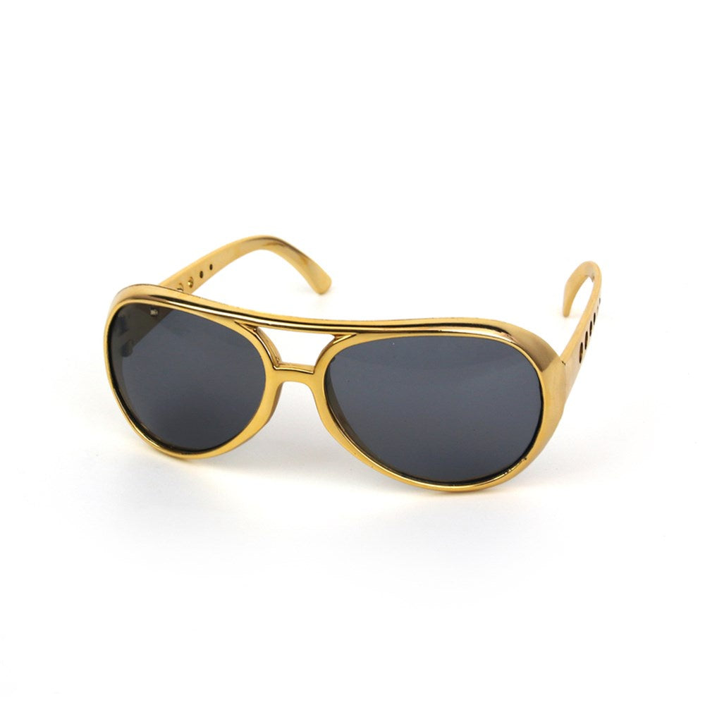 Elvis Style Gold Frame Black Lens Novelty Glasses