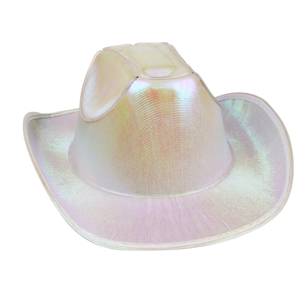 Light Up Cowgirl Hat – White LED Light Up Hat for Parties, Festivals, Halloween, and Costumes – Adjustable Fit – Batteries Not Included