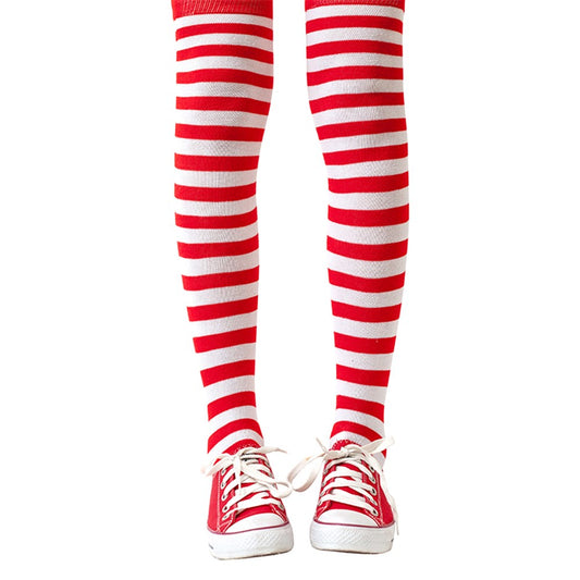 Girl’s Where’s Wally Stockings – Red & White Striped Costume Tights