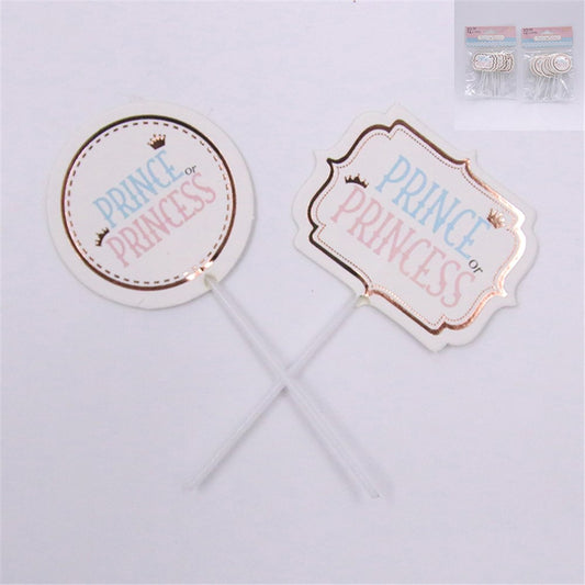 GENDER REVEAL CUPCAKE TOPPERS - PK12