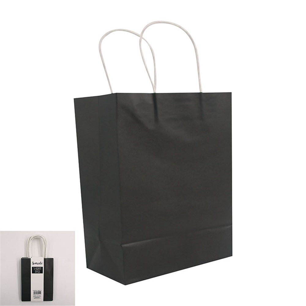 5PK SMALL BLACK KRAFT BAG-12x16.5x6cm