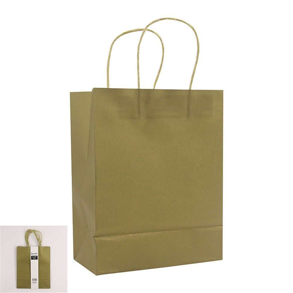 4PK MEDIUM GOLD KRAFT BAG-21x27x11cm