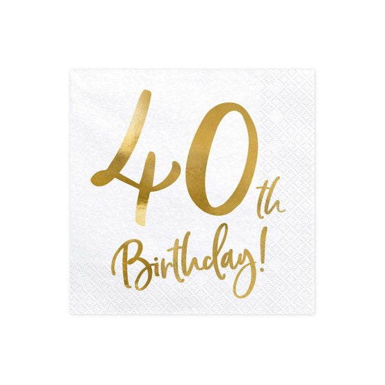 Gold 40th Milestone Lunch Napkins 33cm Pack of 20