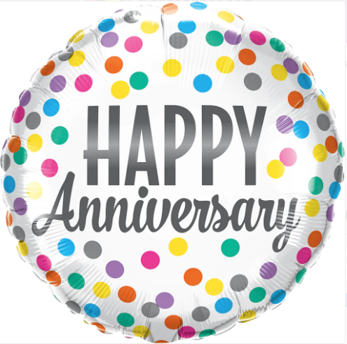 18" Round Foil Print Anniversary Confetti Dots