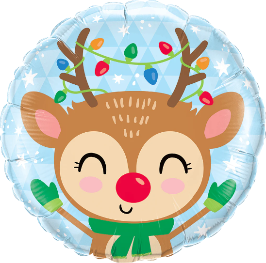 Foil Balloon 18"(45cm) Reindeer And Colored Lights
