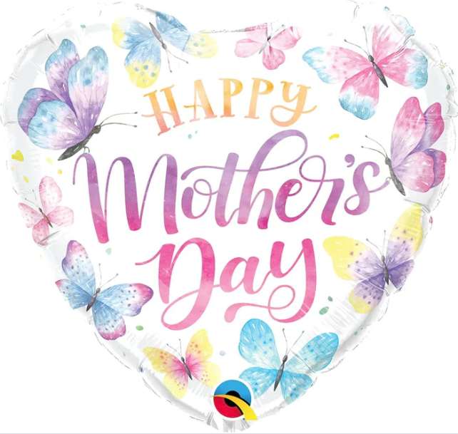 18" Heart Qx Foil Balloon Print Mother's Day Watercolor Btrfls
