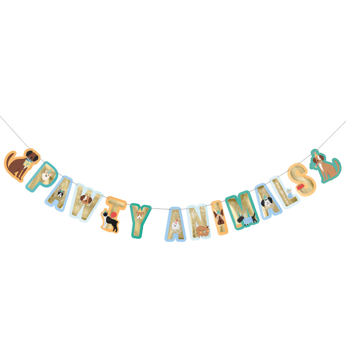 "Pawty Animals" Foil Stamped Letter Banner 2.74m (9')