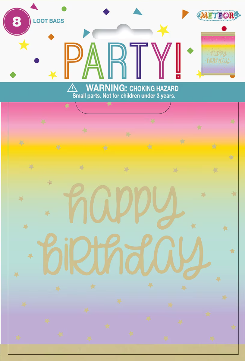 Rainbow Star Happy Birthday 8 Loot Bags