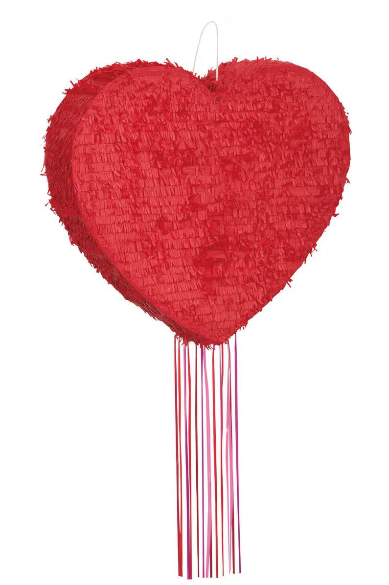 Pinata Pull Red Heart Shaped 46cm H x 51cm W x 10cm D (18" H x 20" W x 4"D)
