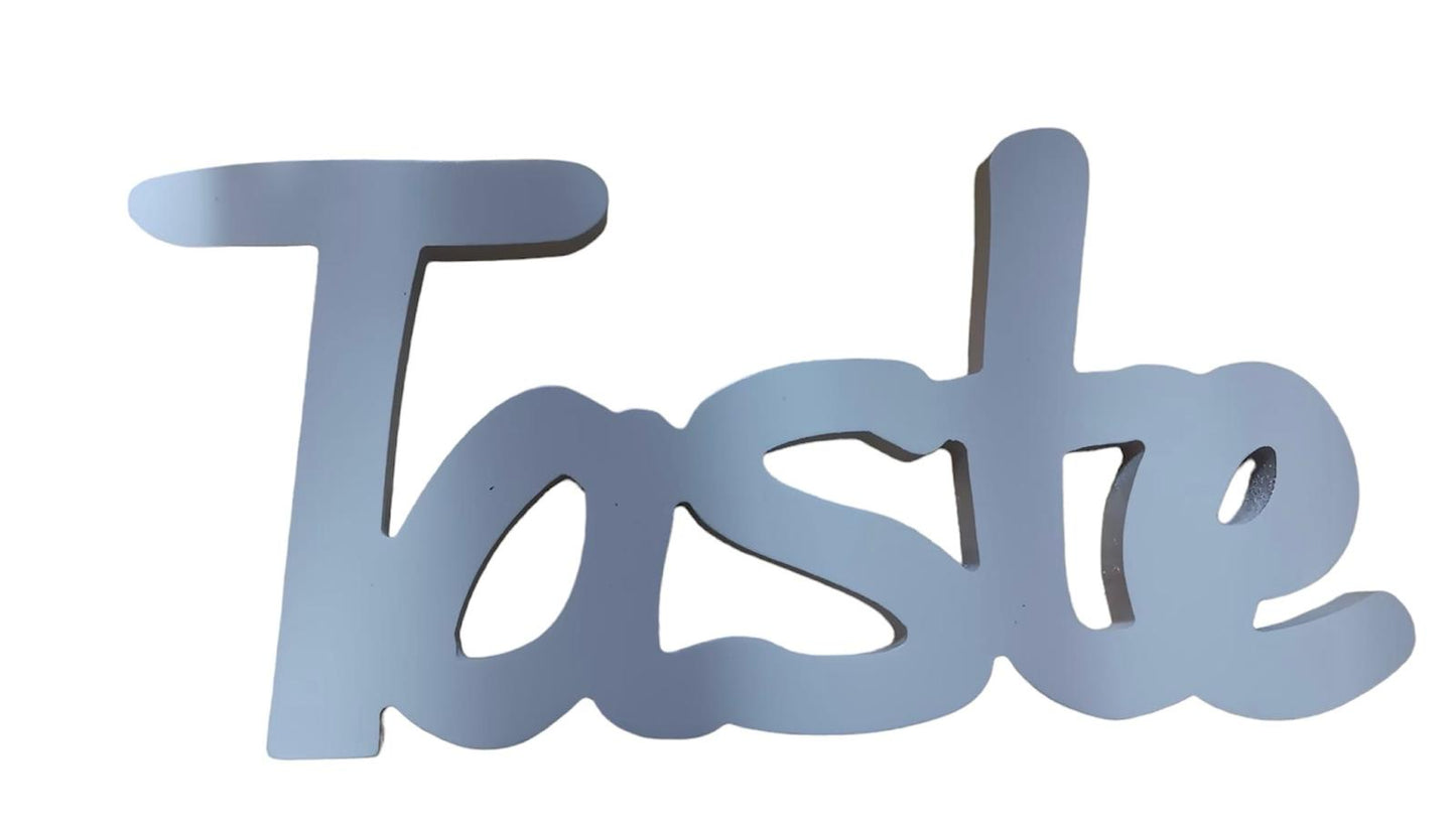 WOODEN WORD 'TASTE'  (WHITE) - SPLOSH