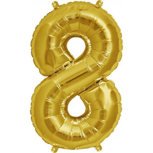 Foil Number Balloon 16"(40cm) Air Filled Only Gold 8