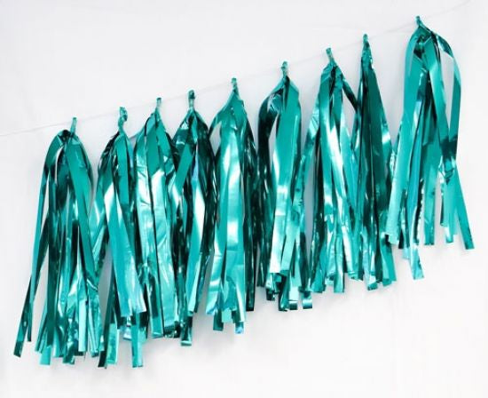 Balloon Tassels Metallic Teal Pack Of 9