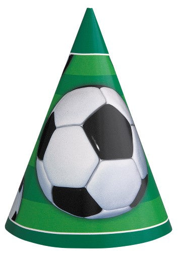 3D SOCCER PARTY HATS PACK OF 8