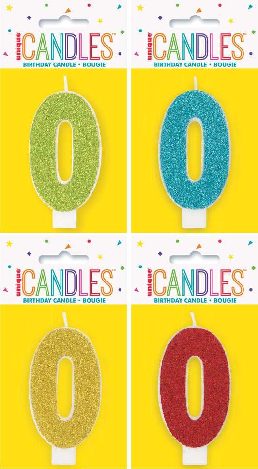 GLITTER NUMBER EACH CANDLE - 0