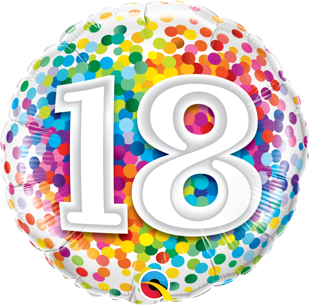 FOIL BALLOON 18"(45CM) RAINBOW CONFETTI #18