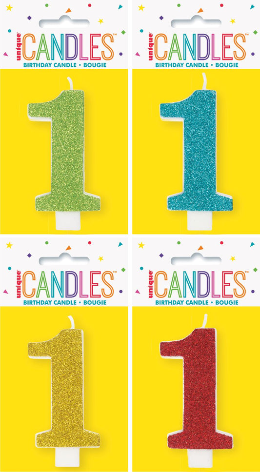 GLITTER NUMBER EACH CANDLE - 1