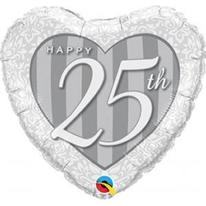 Foil Balloon 18"(45cm) Happy 25 Damask Heart