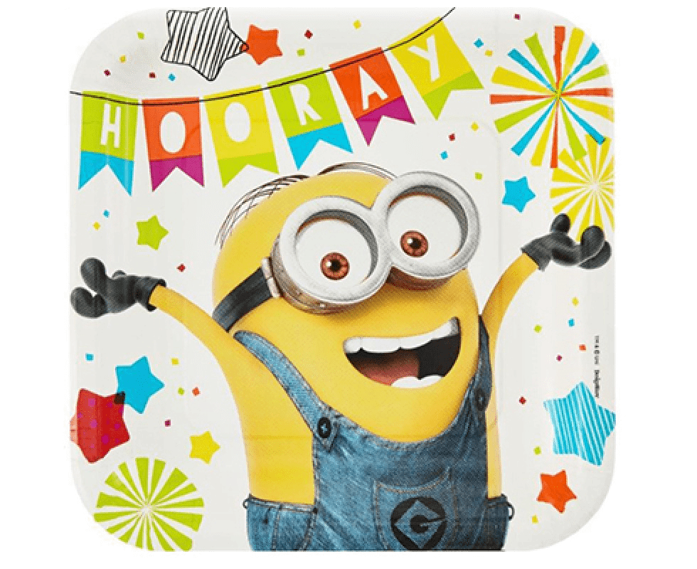 Minions Despicable Me 3 Square Plate 9"(23cm) Pack Of 8