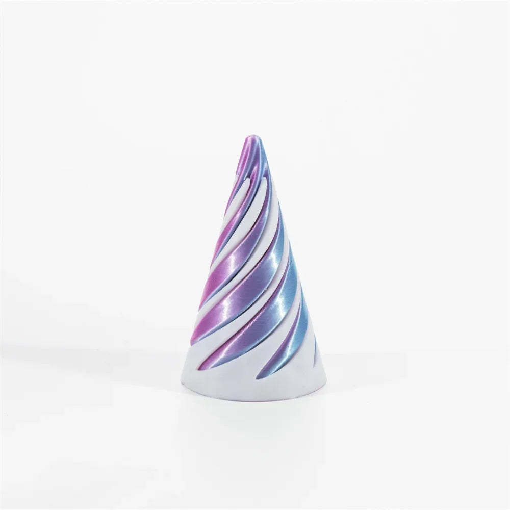 3D Printed Spiral Cone Toy Impossible Pyramid Passthrough Sculpture Pass Through Pyramid Toy Mini Vortex Thread Illusion