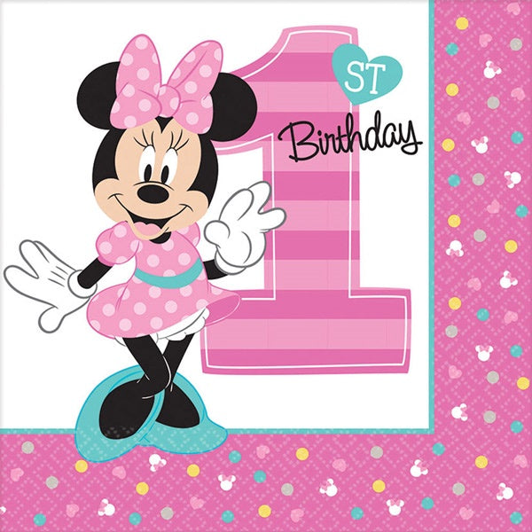 Baby Minnie Mouse Fun To Be One Lunch Napkins Pack Of 16