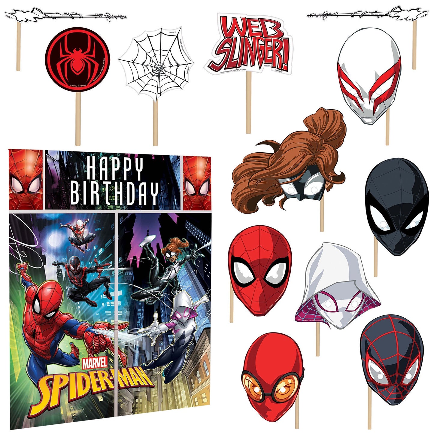 Spiderman Webbed Wonder Wall Scene Setter With Photo Props