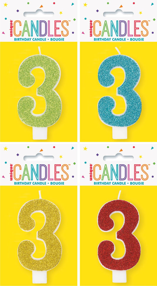 GLITTER NUMBER EACH CANDLE - 3