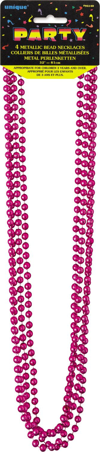 Mag Metallic Bead Necklace Pack Of 4