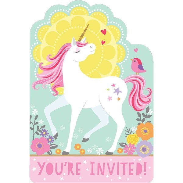 MAGICAL UNICORN INVITATIONS PACK OF 8