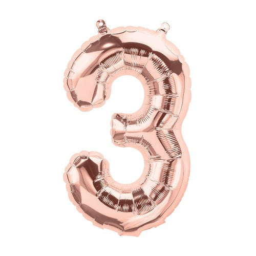 FOIL BALLOON 16" NUMBER ROSE GOLD #3