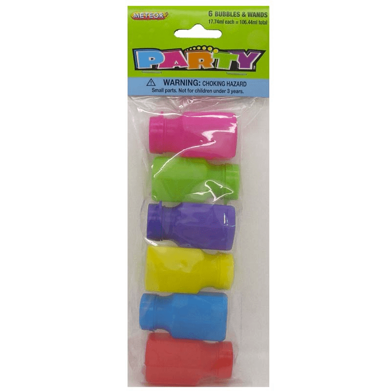 PARTY BUBBLE BOTTLES & WANDS PACK OF 6