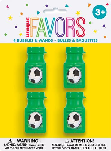 3D SOCCER PARTY BUBBLE BOTTLES PACK OF 4