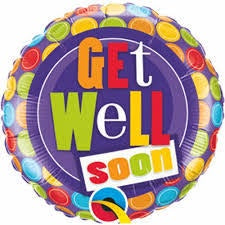 FOIL 9" GET WELL SOON PURPLE WITH DOTS