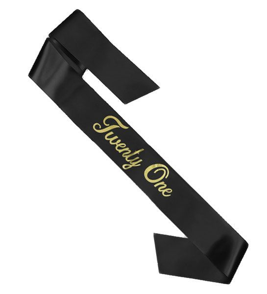 21st Birthday Sash - Black