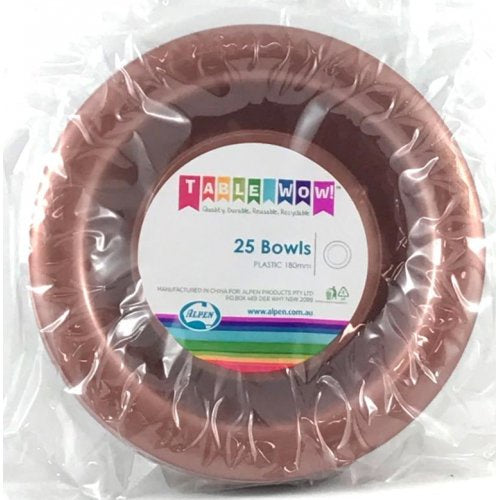 Plastic Bowls Rose Gold Pack of 20