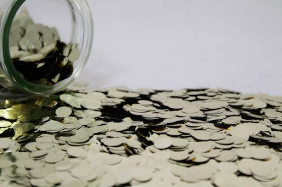 METALLIC SMALL CONFETTI 1CM WHITE GOLD 250G