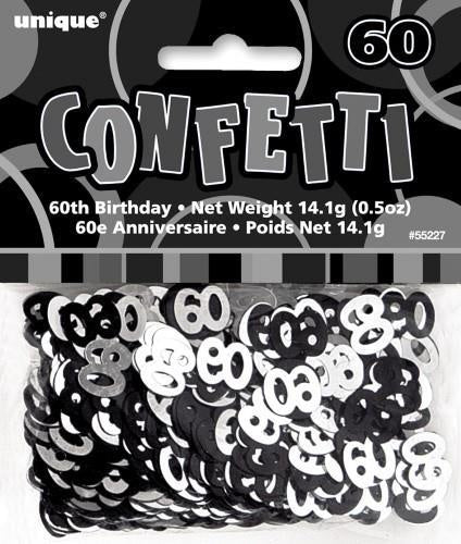 60TH Birthday Scatters Silver and Black