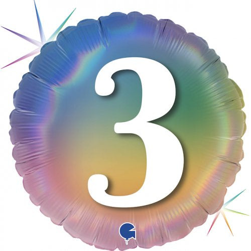 #3 Pastel Rainbow 18" (45cm) Round Foil Balloon