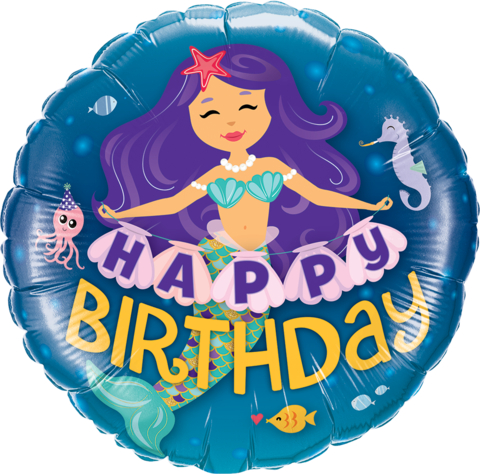 Mermaid Happy Birthday Foil Balloon 18"