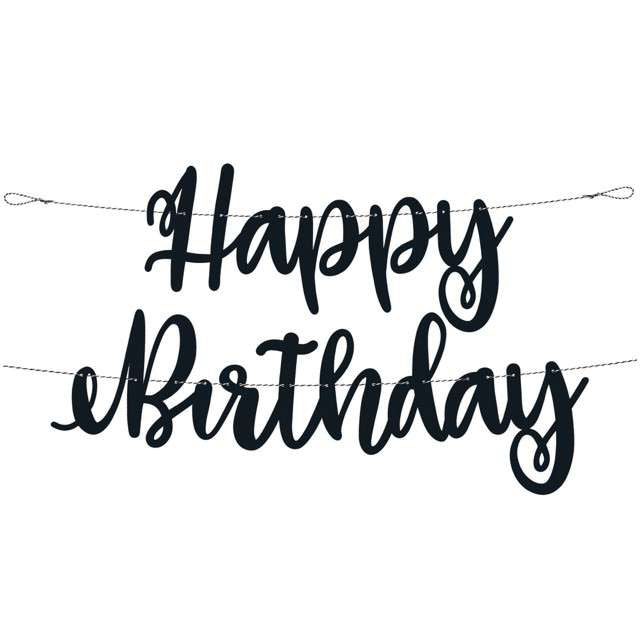 Happy Birthday Black Script Joint Banner 2.13 Meter
