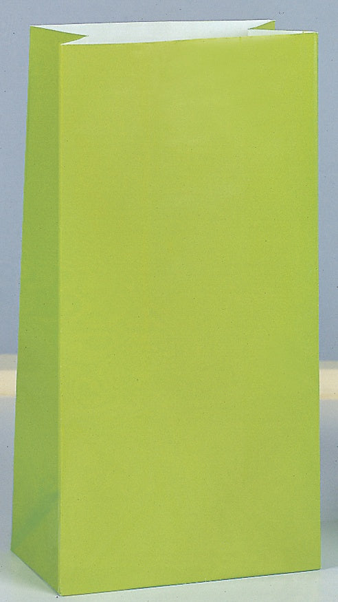 PAPER LOOT BAGS LIME GREEN P12