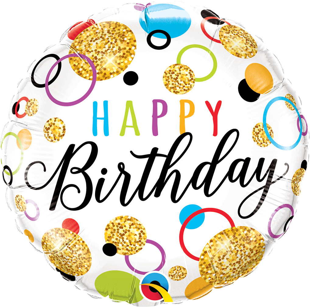 BIRTHDAY GLITTER DOTS FOIL BALLOON 18"