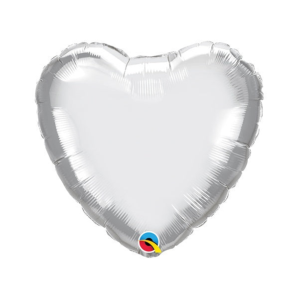 Foil Balloon Solid Colour Heart 46cm (18") Chrome Silver