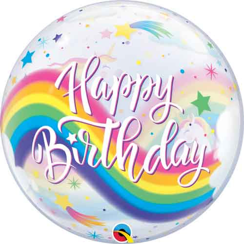 Bubble Balloon 22" Birthday Rainbow Unicorns