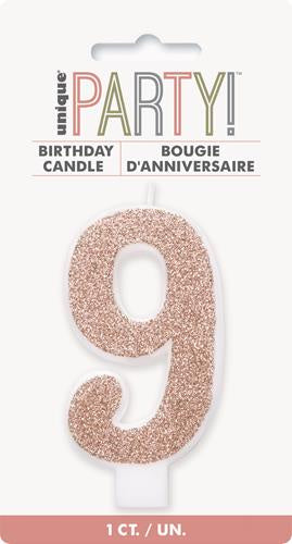 Glitter Rose Gold Numeral Candle-9