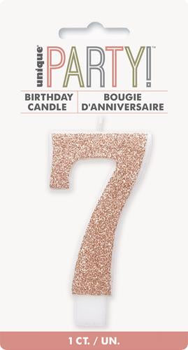 Glitter Rose Gold Numeral Candle-7