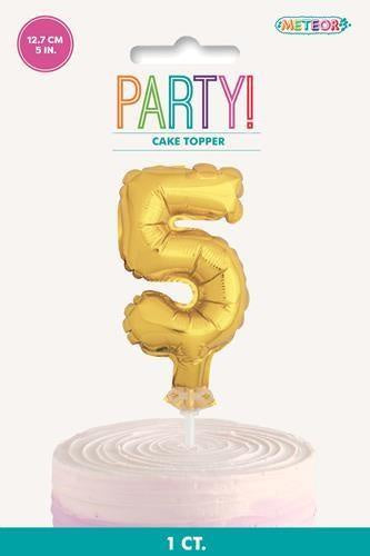 GOLD 5" MINI FOIL BALLOON CAKE TOPPER - 5