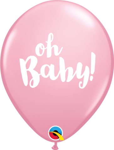 11" PRINT LIGHT PINK OH BABY! LATEX BALLOONS PACK OF 50