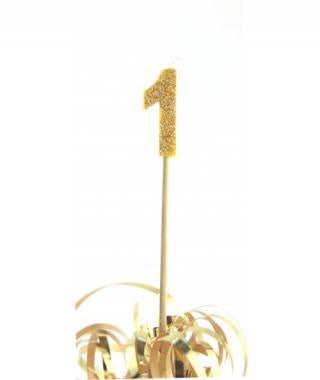 Gold Glitter Long Stick Candle #1