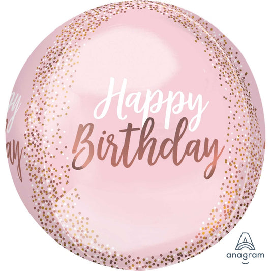 Blush Happy Birthday Orbz Balloon